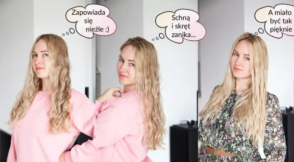 Blondynka z falowanymi włosami, które schnąc, tracą skręt. Miało być tak pięknie!